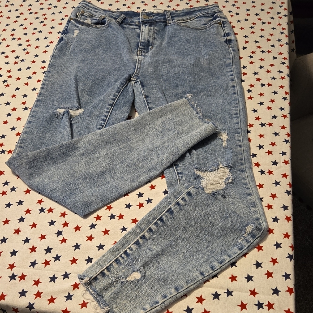 Judy Blue Light Blue Distressed Skinny Jeans